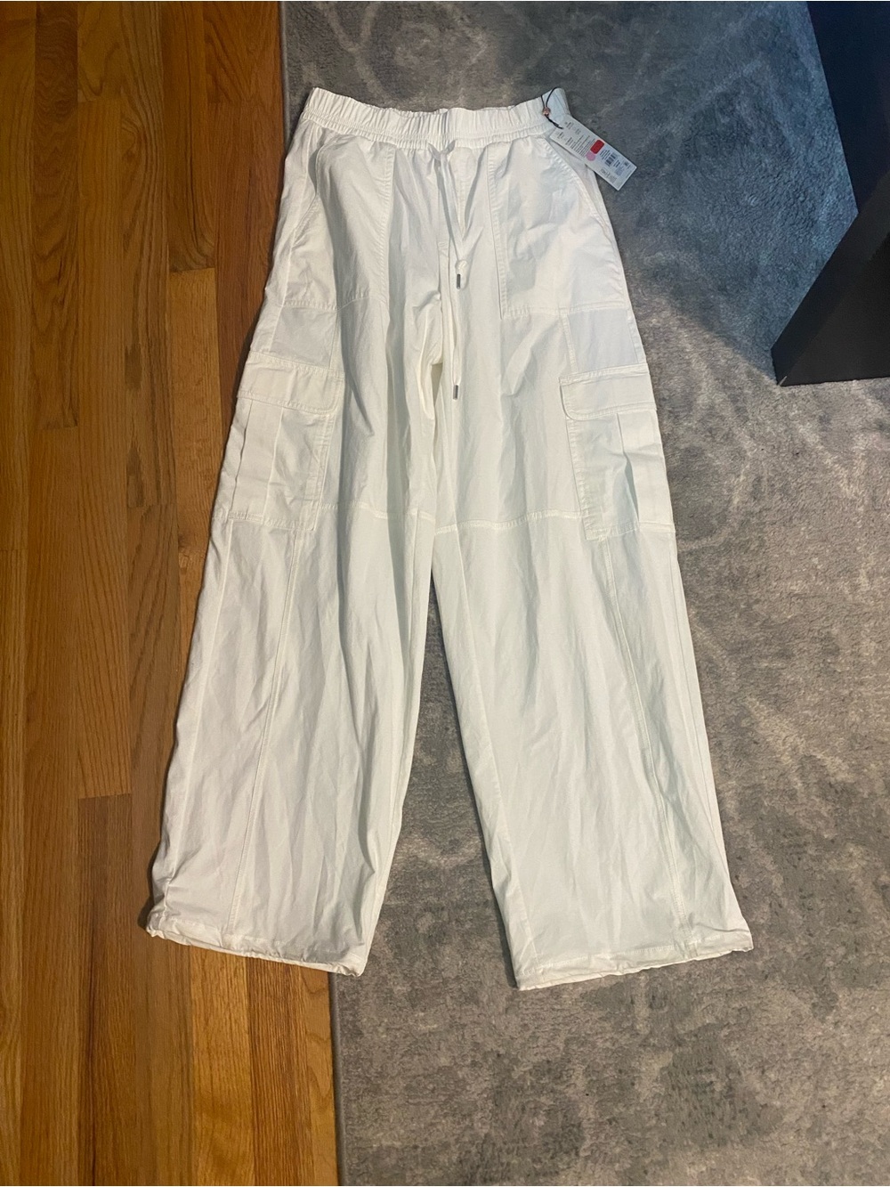 Calia Nyluxe White Women’s Size Small Wide Leg Cinch Pant Nwt High Rise